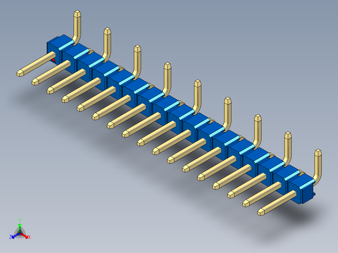 彩色公排针 100mil 2.54mm 系列-DS1022_blue_17p_100mil_Type_SMT_R1_rev1.0正等轴测图