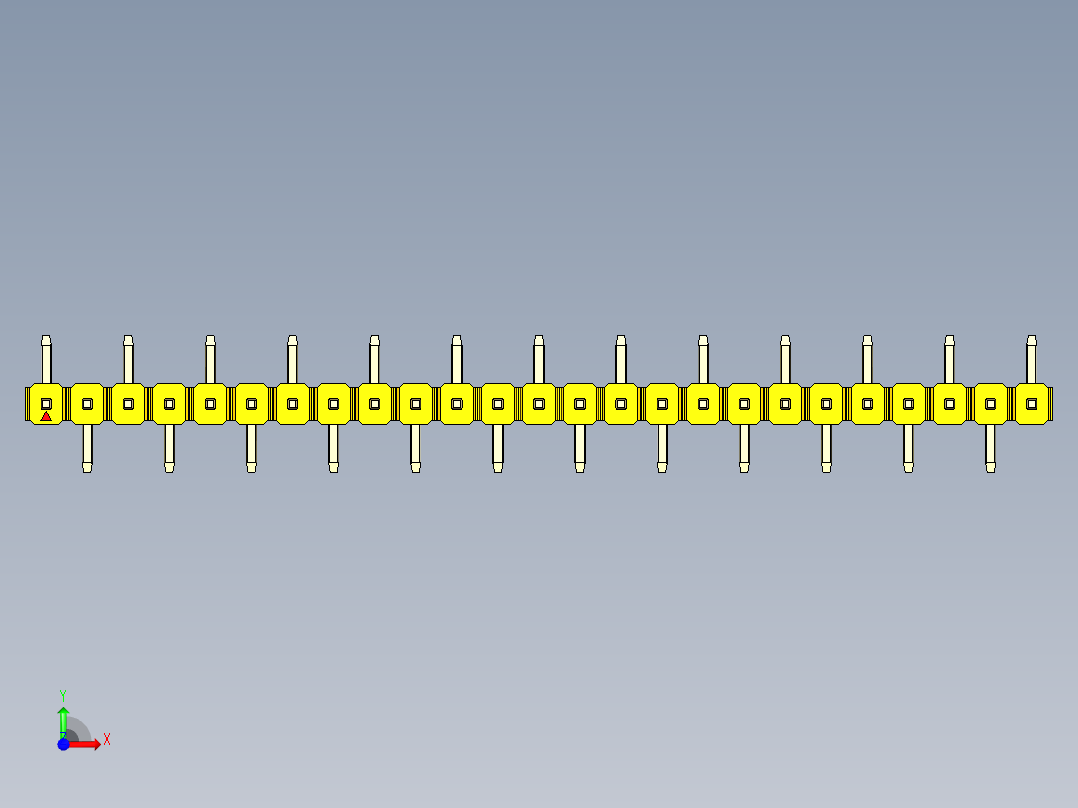 彩色公排针 100mil 2.54mm 系列-DS1022_yellow_25p_100mil_Type_SMT_R1_rev1.0前视图