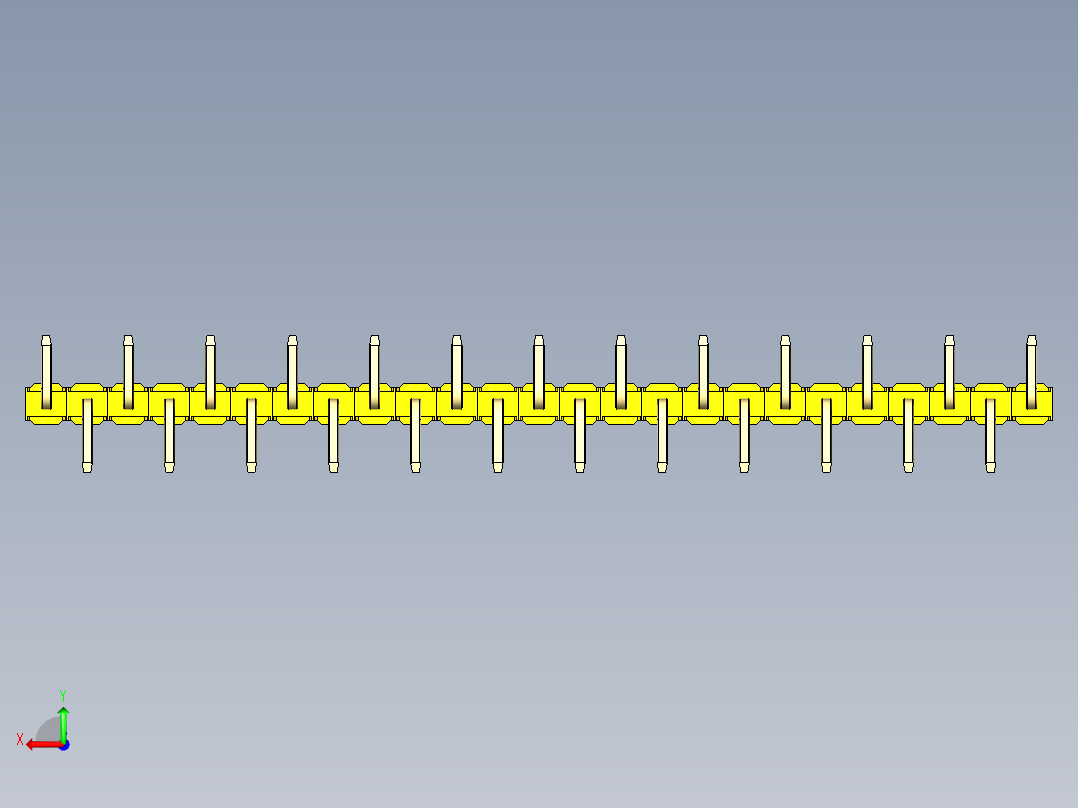 彩色公排针 100mil 2.54mm 系列-DS1022_yellow_25p_100mil_Type_SMT_R1_rev1.0后视图