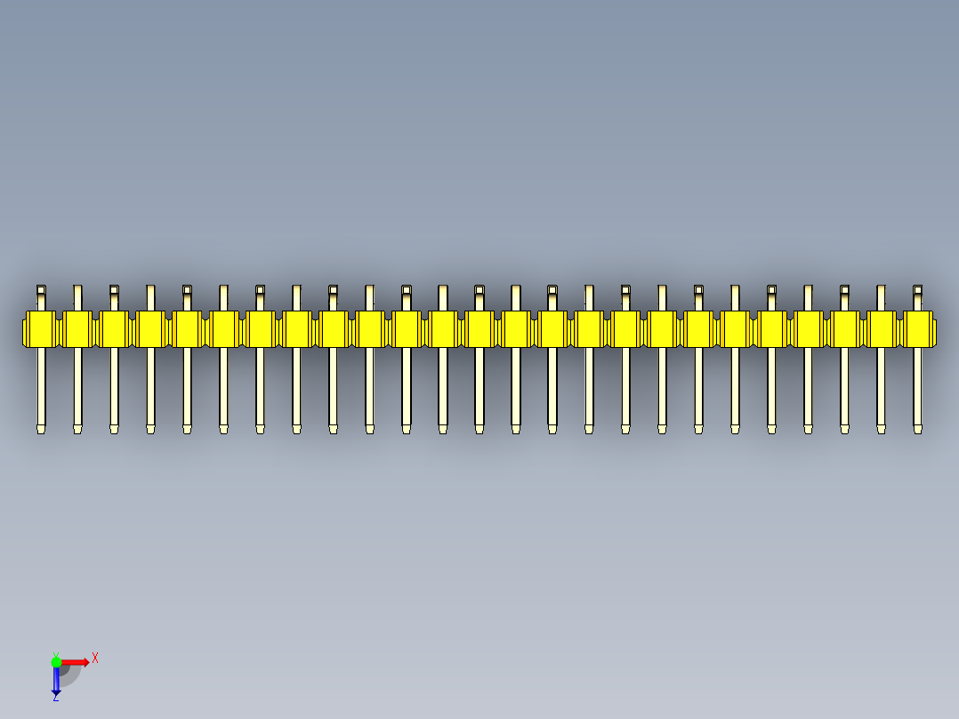 彩色公排针 100mil 2.54mm 系列-DS1022_yellow_25p_100mil_Type_SMT_R1_rev1.0俯视图