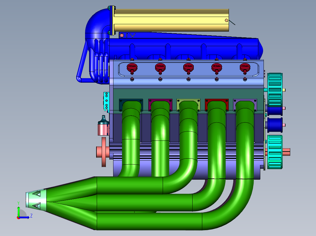 运动形自然吸气V10发动机左视图