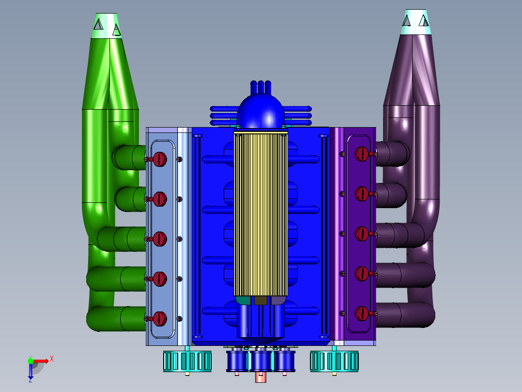 运动形自然吸气V10发动机俯视图