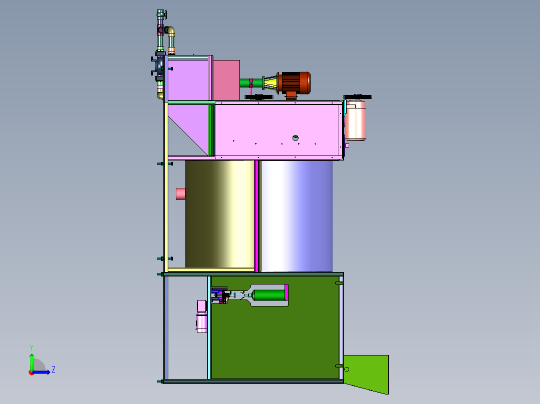 吹吸式多重水帘喷漆室左视图