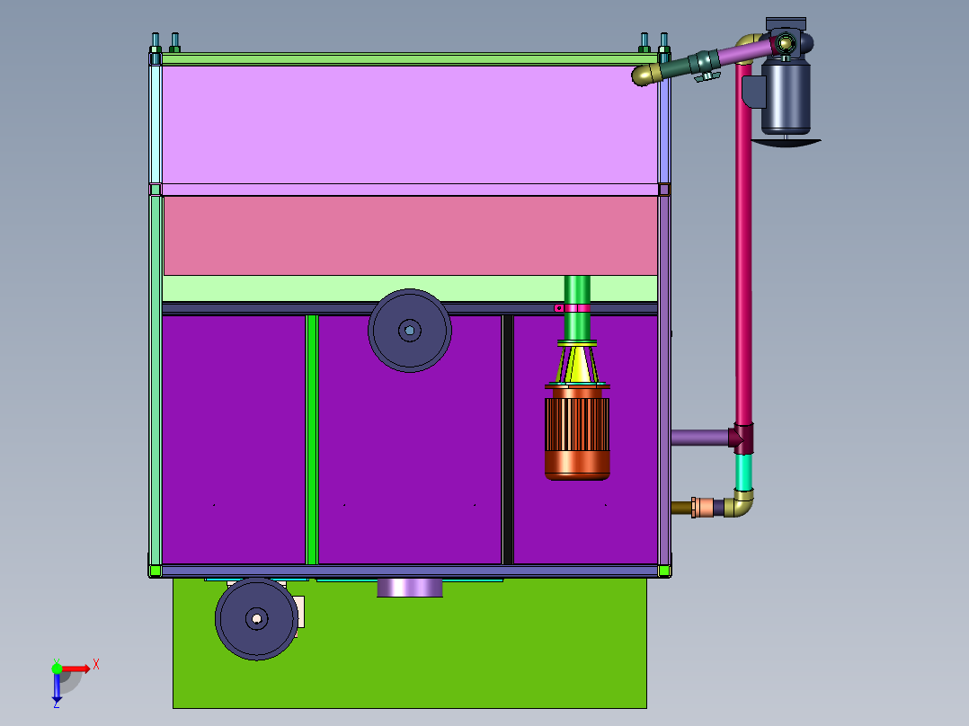 吹吸式多重水帘喷漆室俯视图