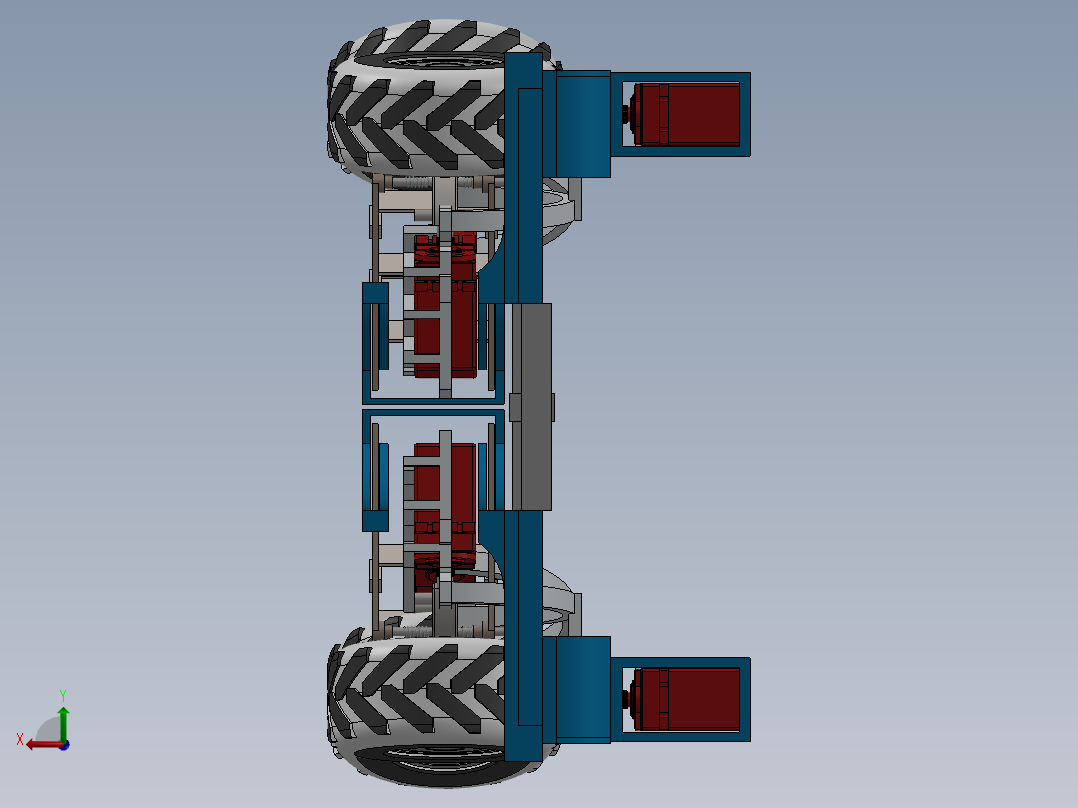 车辆车轮转向及减震机构后视图