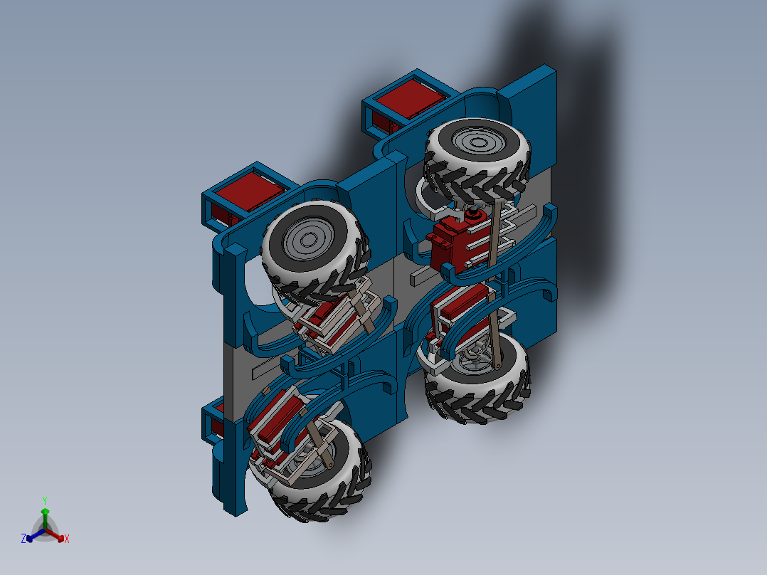 车辆车轮转向及减震机构正等轴测图