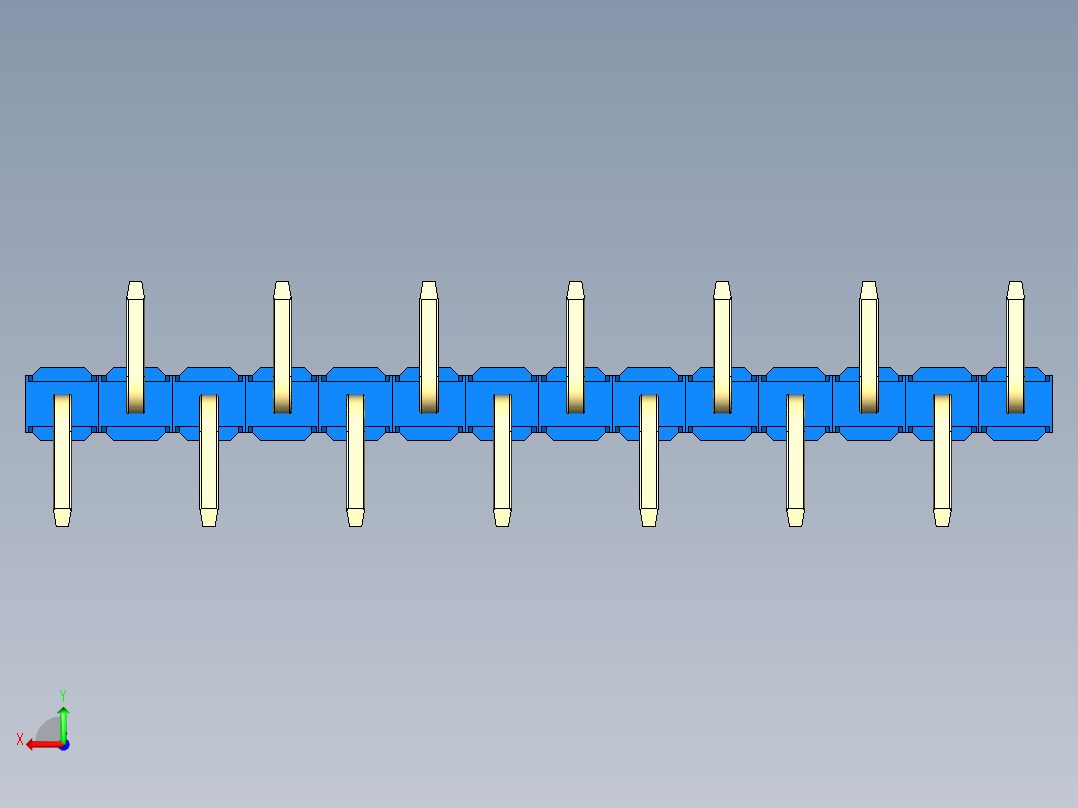 彩色公排针 100mil 2.54mm 系列-DS1022_blue_14p_100mil_Type_SMT_R1_rev1.0后视图