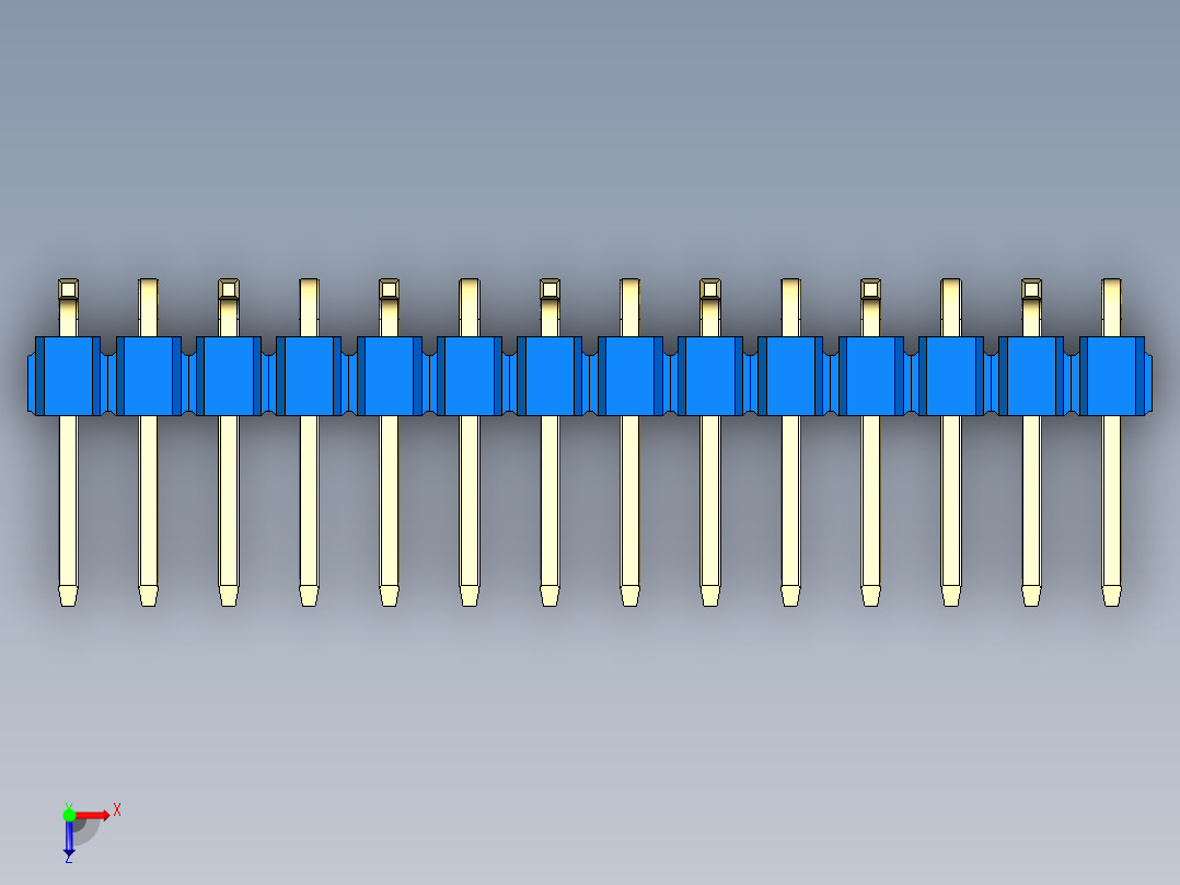 彩色公排针 100mil 2.54mm 系列-DS1022_blue_14p_100mil_Type_SMT_R1_rev1.0俯视图