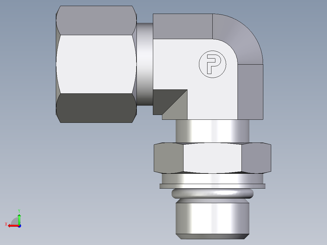 卡套式工业通用硬管接头EO_Adjustable_Locknut_elbow_WEE10ZSMORCF后视图