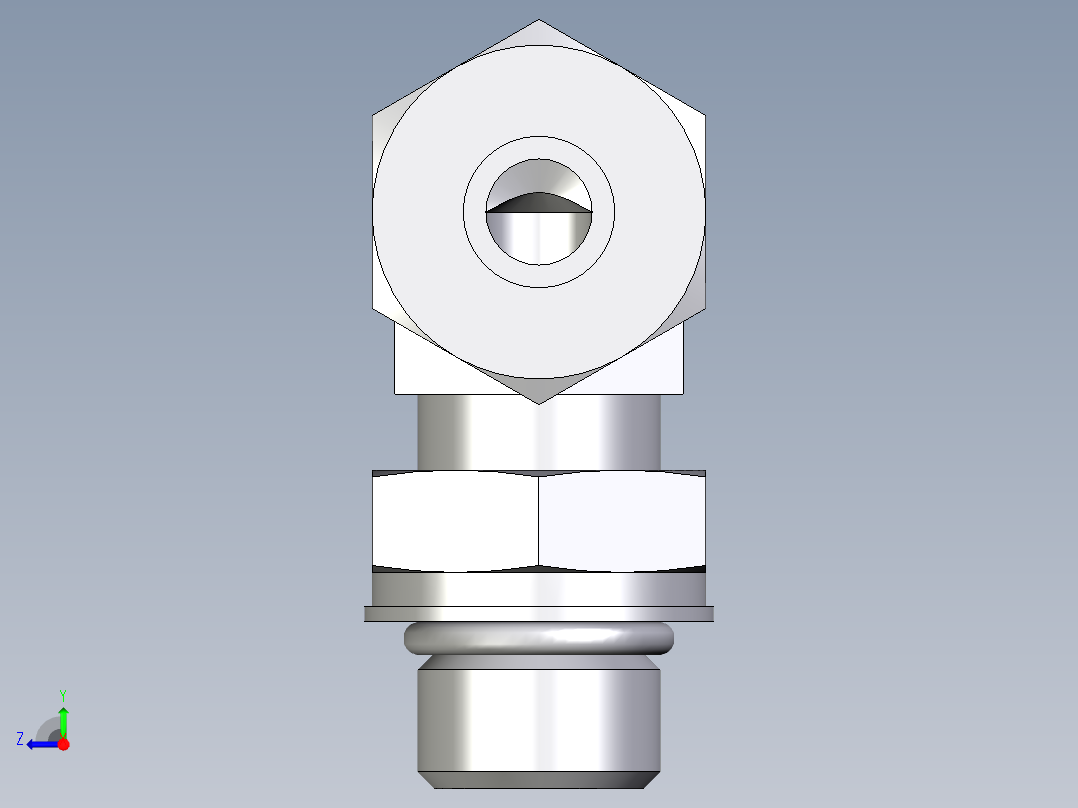 卡套式工业通用硬管接头EO_Adjustable_Locknut_elbow_WEE10ZSMORCF右视图