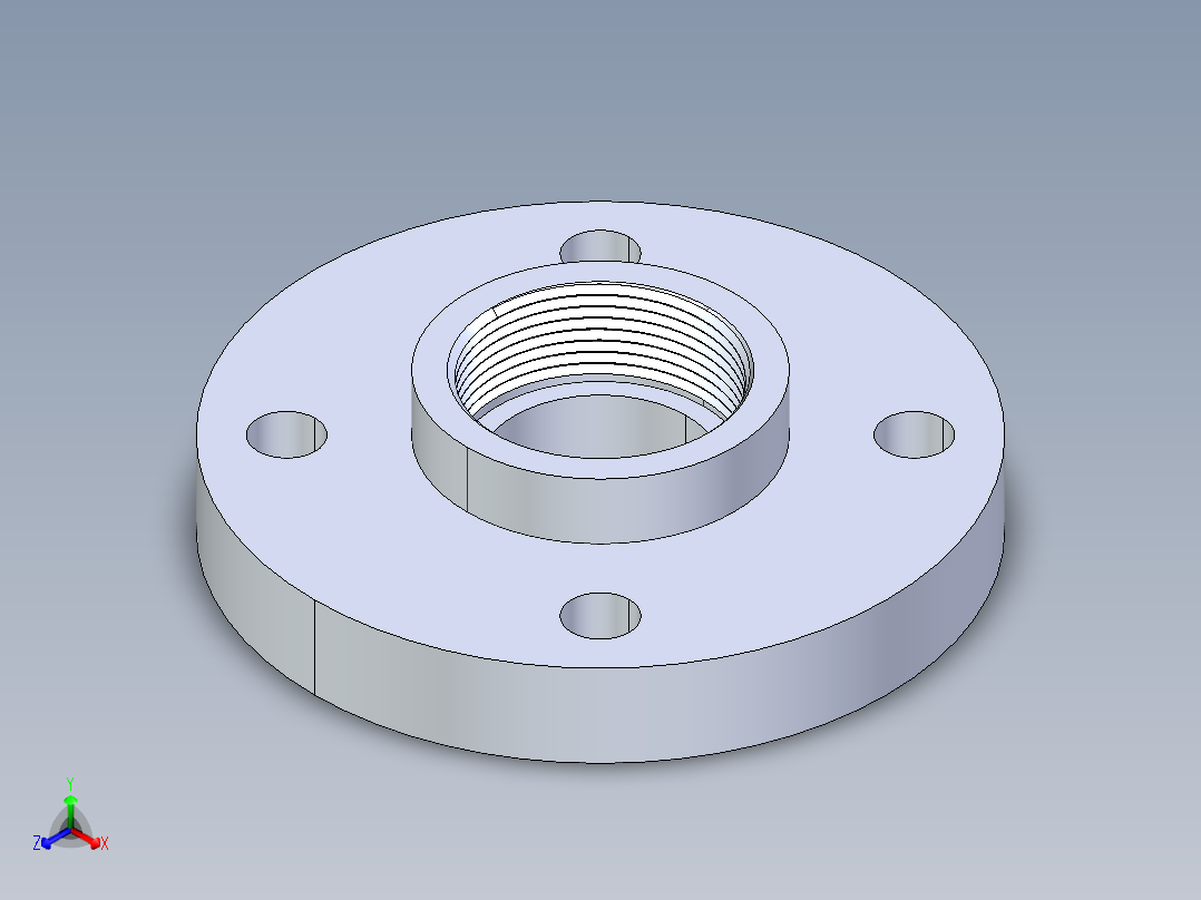 CPVC管件24-Sch80_Flange One-Piece_FPT_9852-015_1.5in正等轴测图