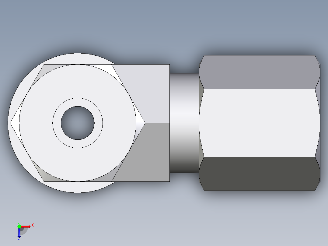 卡套式工业通用硬管接头EO_Adjustable_locknut_run_tee_LEE06ZLRCF俯视图