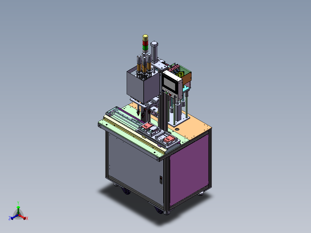 四轴锁螺丝机（sw22可编辑+工程图）正等轴测图