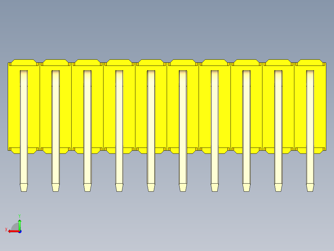 彩色公排针 100mil 2.54mm 系列-DS1022_yellow_3x10p_100mil_TypeD_rev1.0后视图