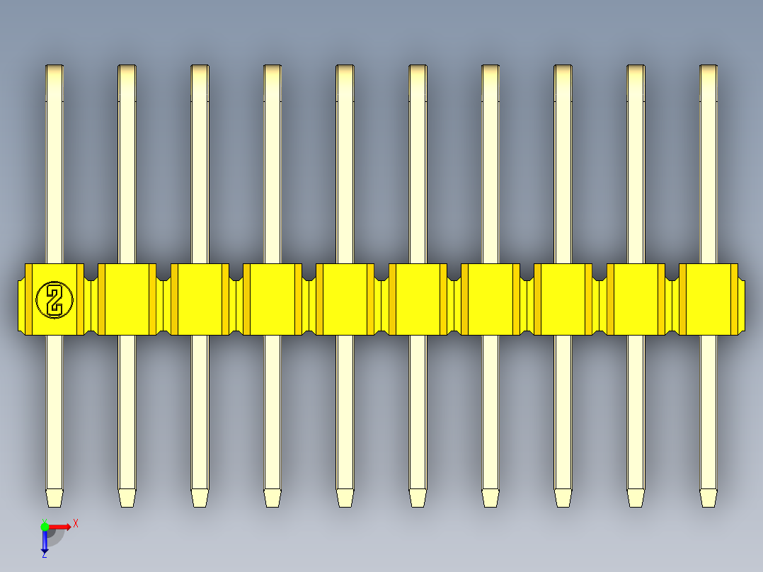 彩色公排针 100mil 2.54mm 系列-DS1022_yellow_3x10p_100mil_TypeD_rev1.0俯视图