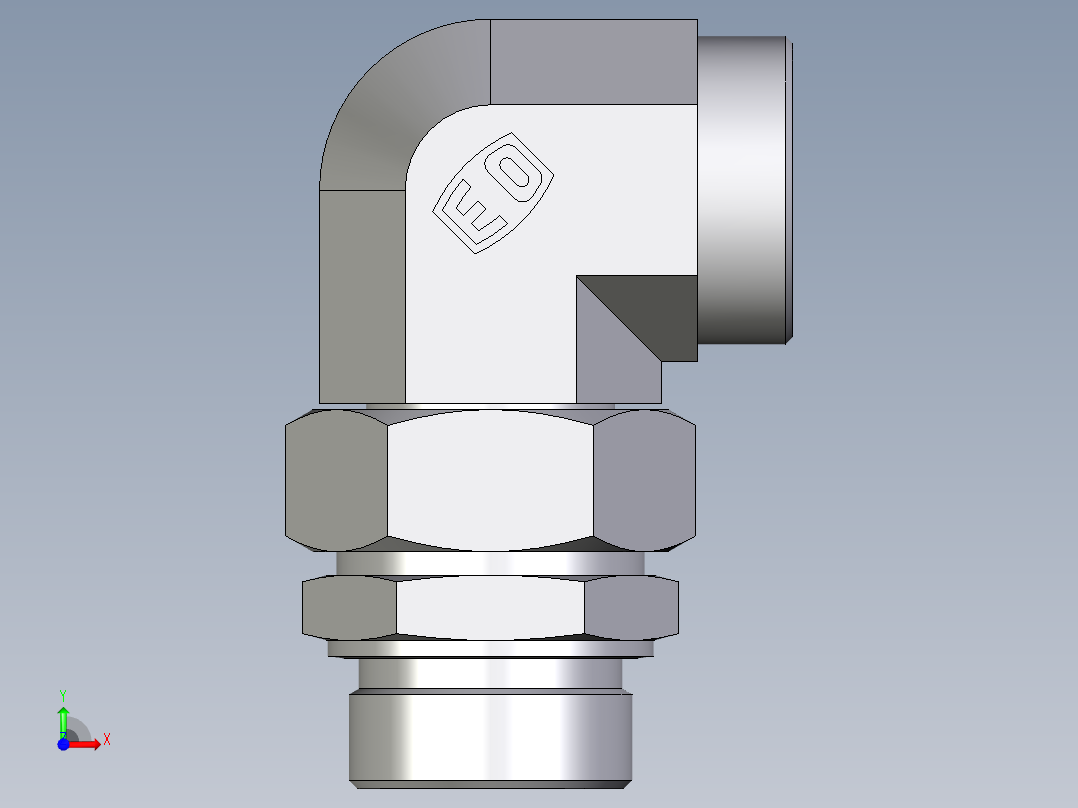 卡套式工业通用硬管接头EO_Assembled_adjustable_standpipe_elbow_EVW42LROMD71前视图