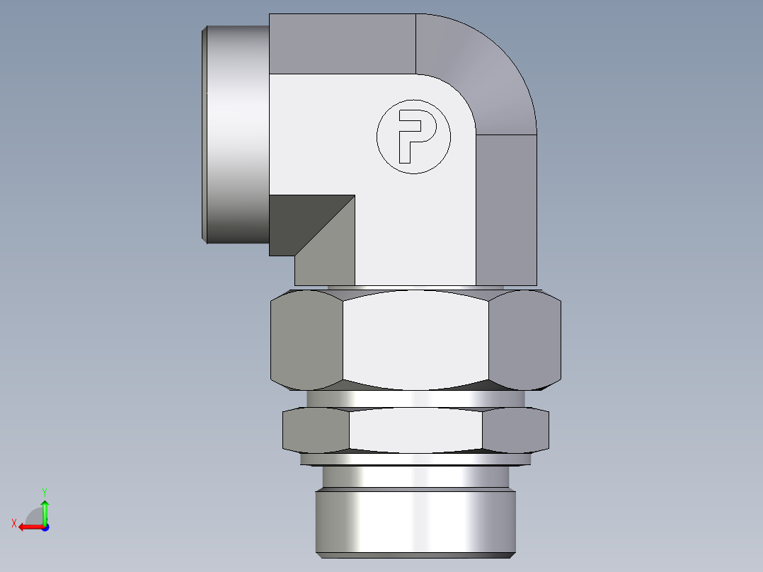 卡套式工业通用硬管接头EO_Assembled_adjustable_standpipe_elbow_EVW42LROMD71后视图