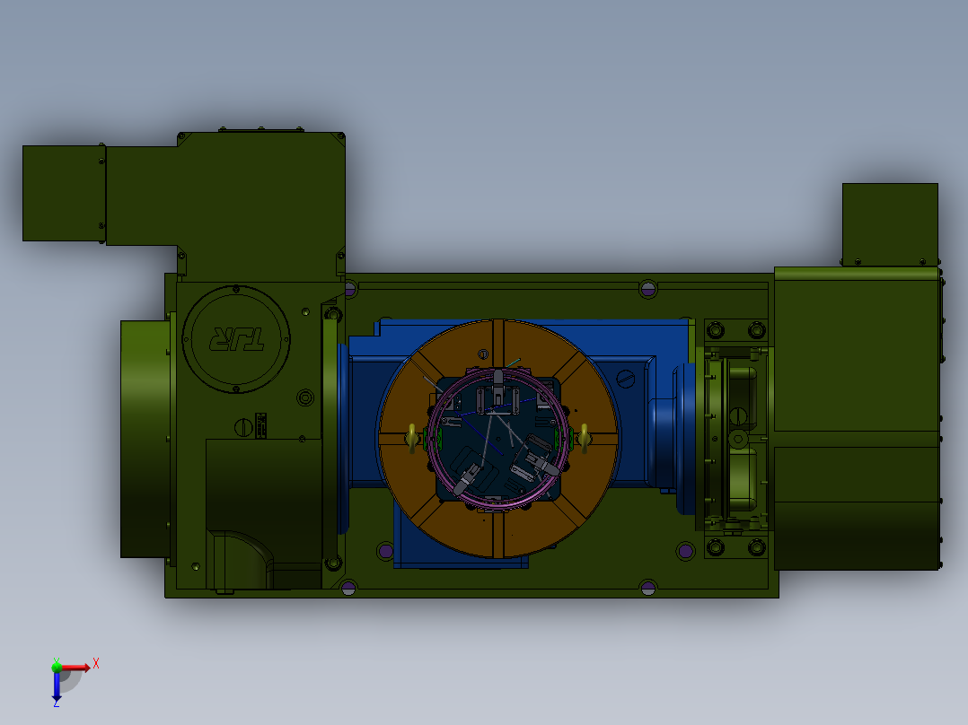 摇蓝台五轴零点定位液压夹具俯视图