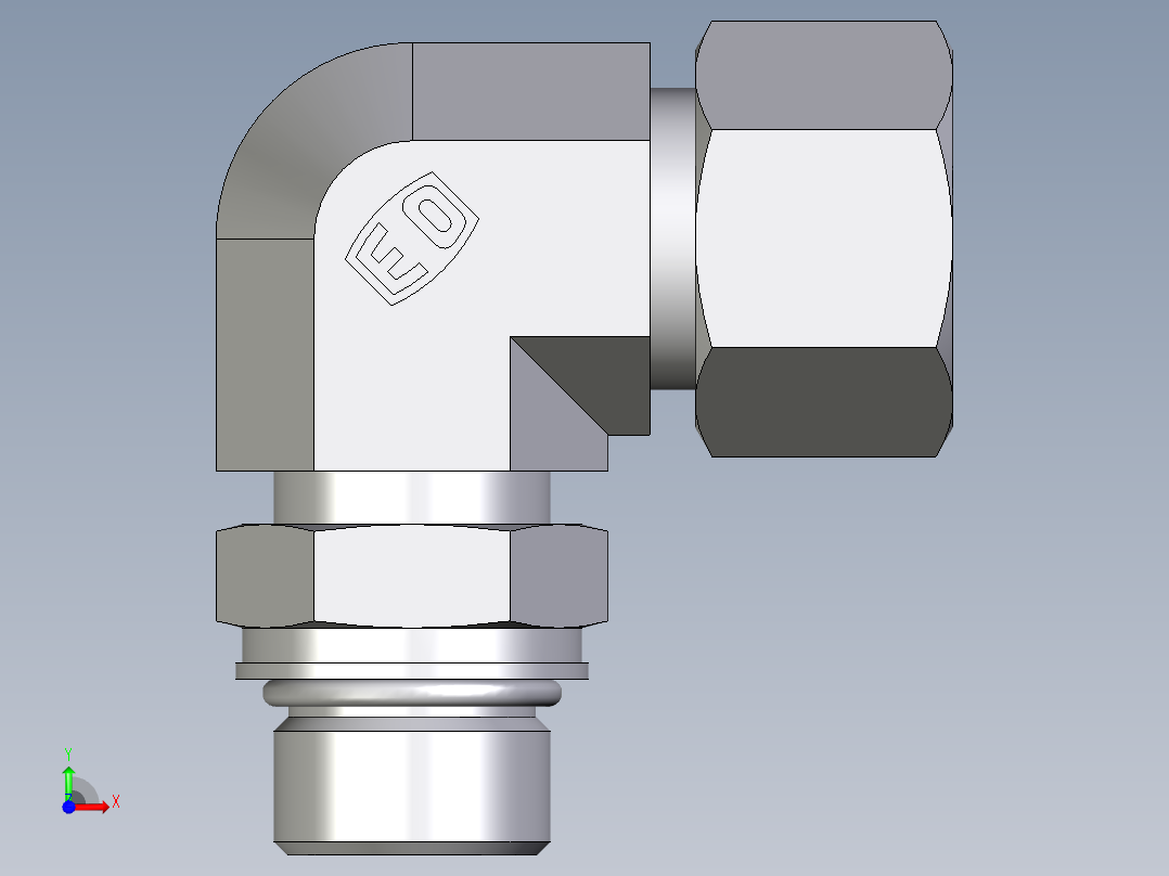 卡套式工业通用硬管接头EO_Adjustable_Locknut_elbow_WEE16SMORCF前视图