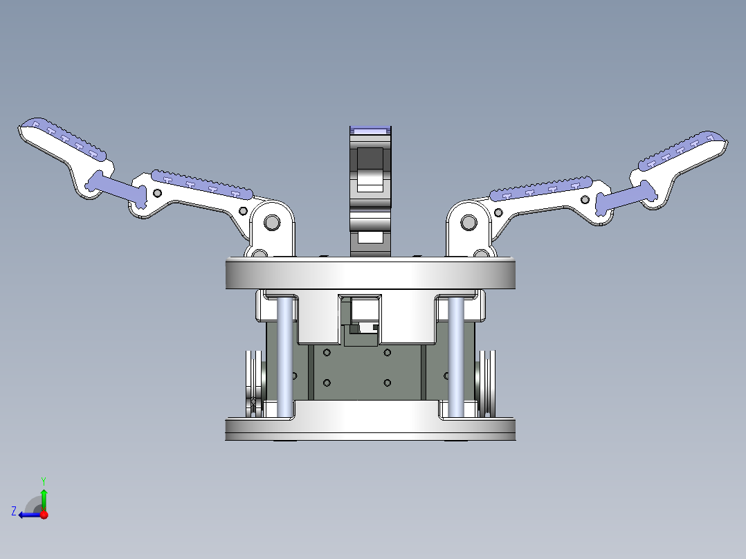 05-Model Q四指机械爪机械手结构3D图纸 Solidworks设计右视图