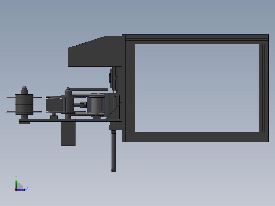一款简单的贴铁氟龙胶的机器左视图