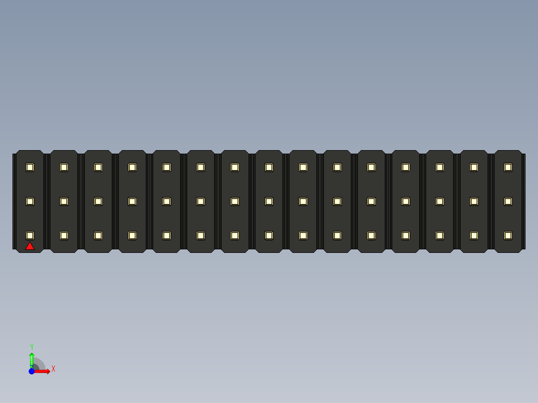 彩色公头100mil（2.54mm）系列-DS1021_black_3x15p_100mil_Type1_rev1.0前视图
