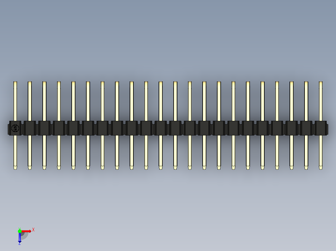 彩色公排针 100mil 2.54mm 系列-DS1022_black_3x22p_100mil_TypeD_rev1.0俯视图