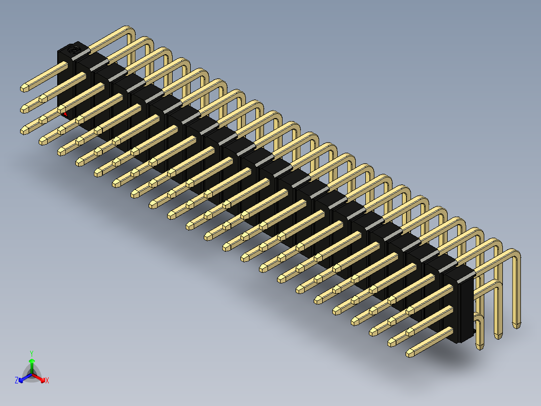 彩色公排针 100mil 2.54mm 系列-DS1022_black_3x22p_100mil_TypeD_rev1.0正等轴测图