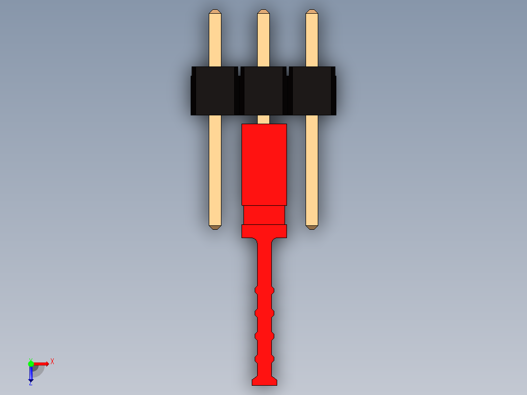 带跳线的排针-pinheader 2x3 and 1m jumper pullback俯视图