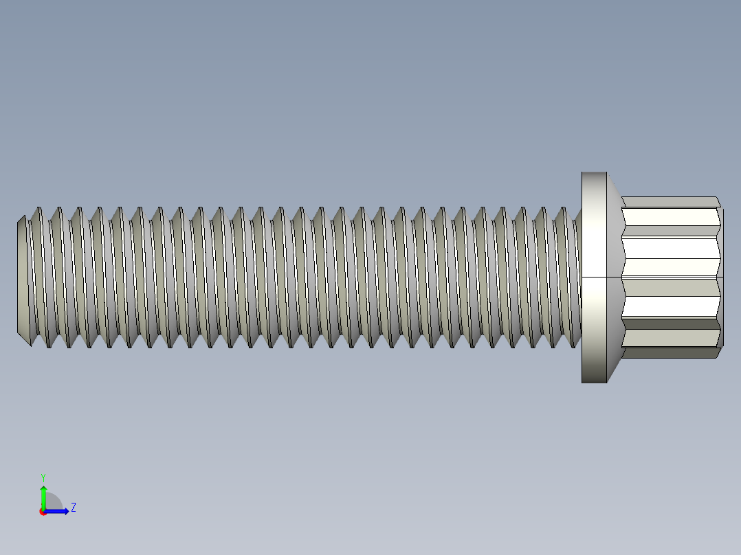 1_4in-28法兰头螺钉-1-4in-28 1long 12-point screws.IGS左视图