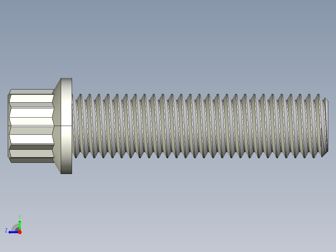 1_4in-28法兰头螺钉-1-4in-28 1long 12-point screws.IGS右视图