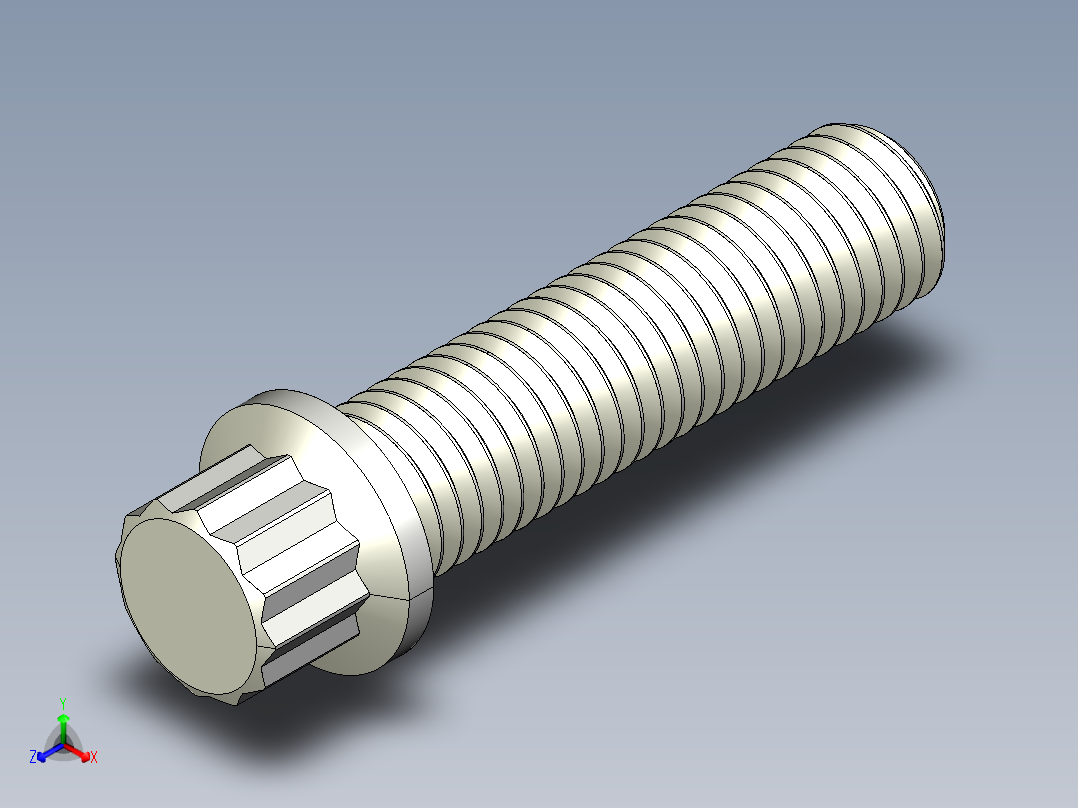 1_4in-28法兰头螺钉-1-4in-28 1long 12-point screws.IGS正等轴测图