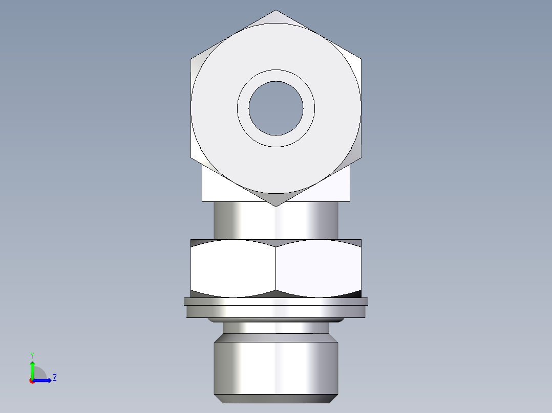 卡套式工业通用硬管接头EO_Adjustable_locknut_branch_tee_TEE10ZSMCF左视图