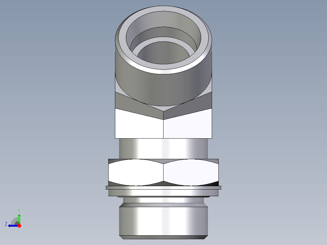 卡套式工业通用硬管接头EO_Adjustable_locknut_45_deg_elbow_VEE25SMOMDCF右视图