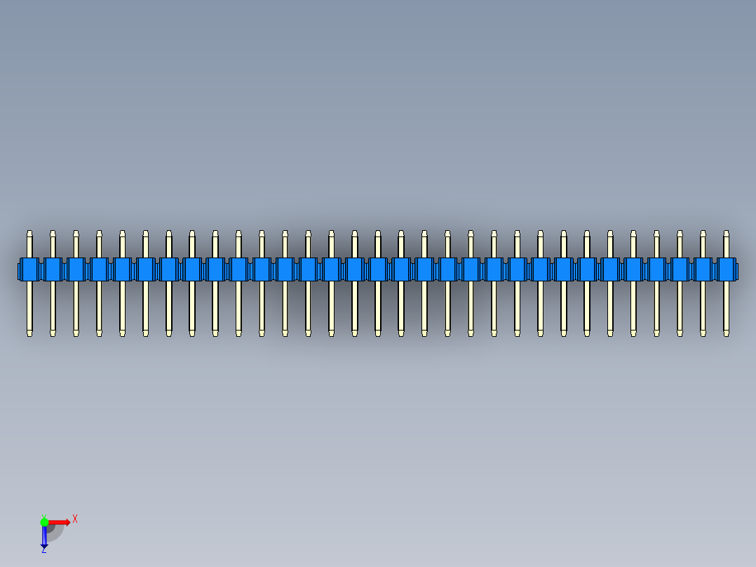 彩色公头100mil（2.54mm）系列-DS1021_blue_1x31p_100mil_Type1_rev1.0俯视图