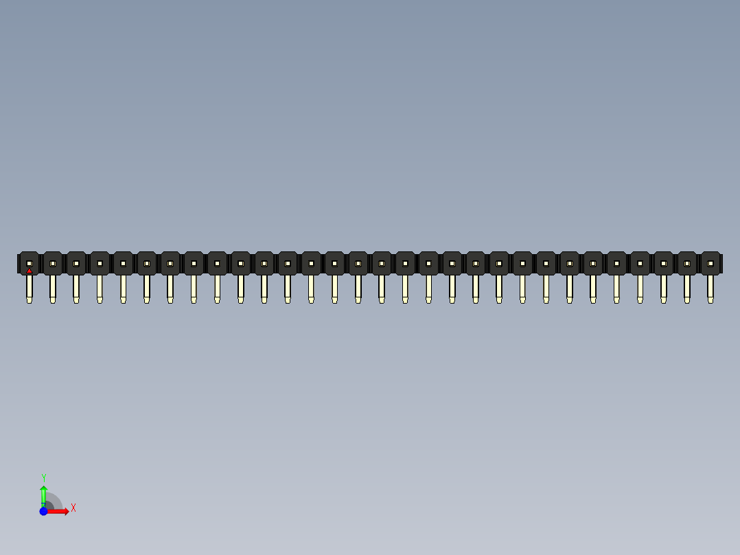 彩色公排针 100mil 2.54mm 系列-DS1022_black_1x30p_100mil_TypeD_rev1.0前视图