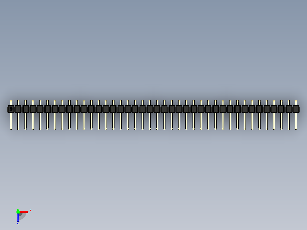 彩色公排针 100mil 2.54mm 系列-DS1022_black_1x40p_100mil_TypeD_rev1.0俯视图