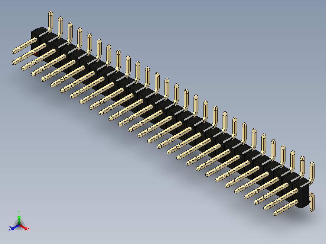 彩色公排针 100mil 2.54mm 系列-DS1022_black_56p_100mil_TypeSMT_rev1.0正等轴测图