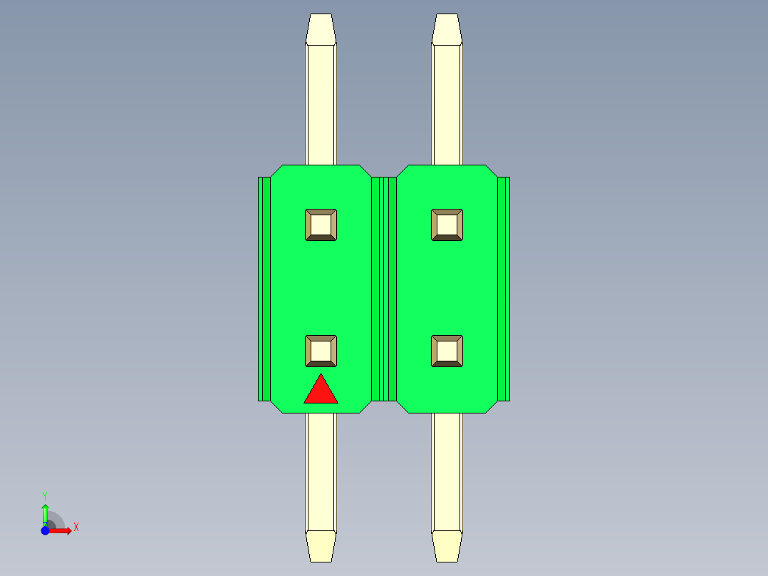 彩色公排针 100mil 2.54mm 系列-DS1022_green_04p_100mil_TypeSMT_rev1.0前视图