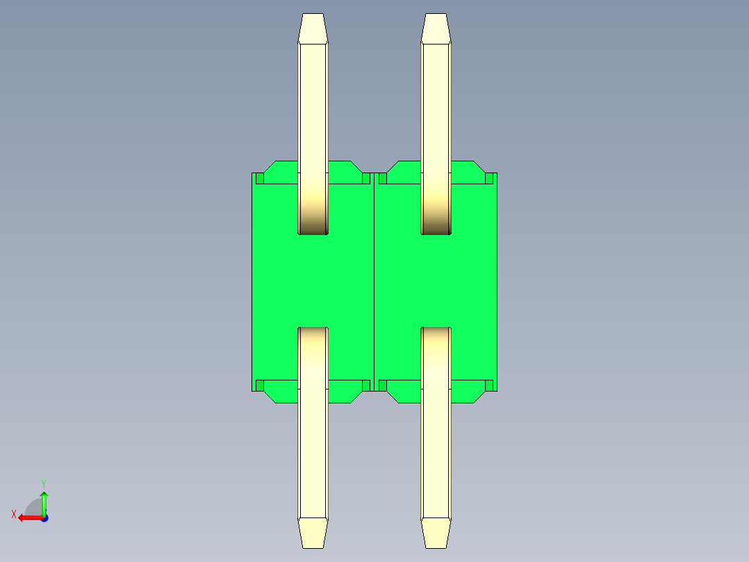 彩色公排针 100mil 2.54mm 系列-DS1022_green_04p_100mil_TypeSMT_rev1.0后视图