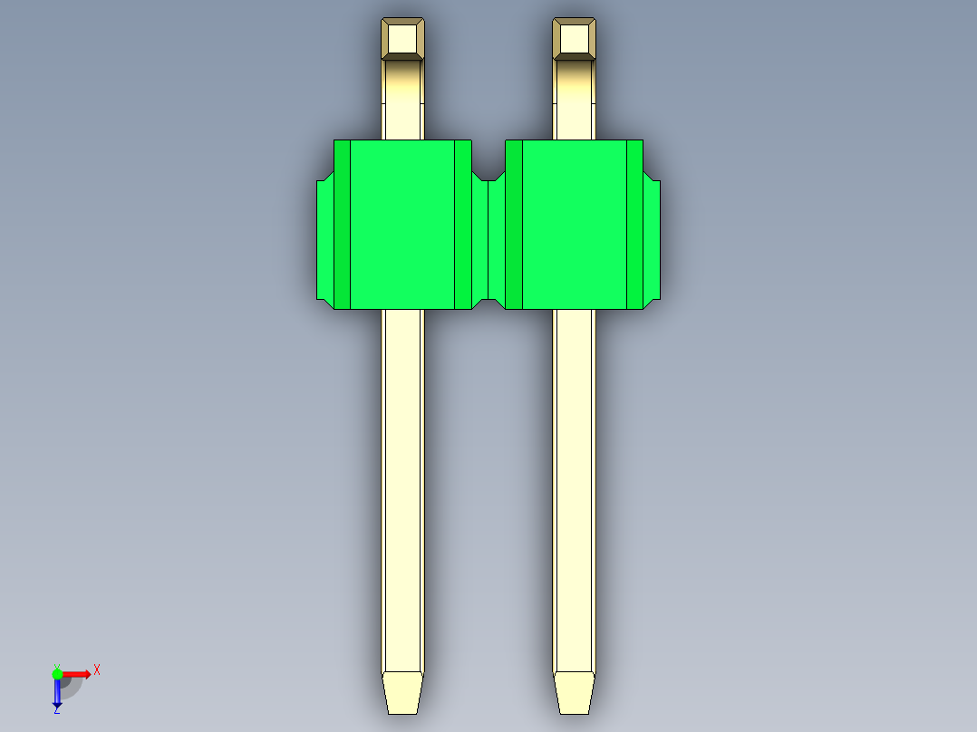 彩色公排针 100mil 2.54mm 系列-DS1022_green_04p_100mil_TypeSMT_rev1.0俯视图