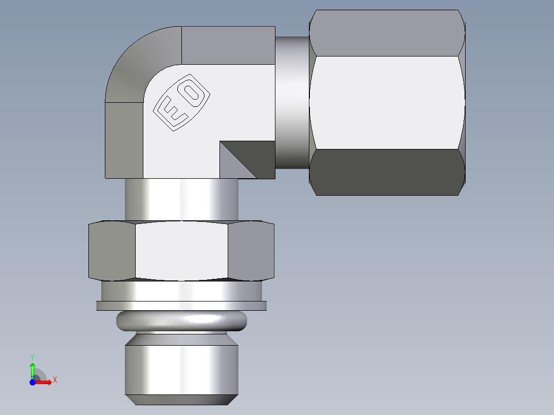 卡套式工业通用硬管接头EO_Adjustable_Locknut_elbow_WEE06SMORCF前视图