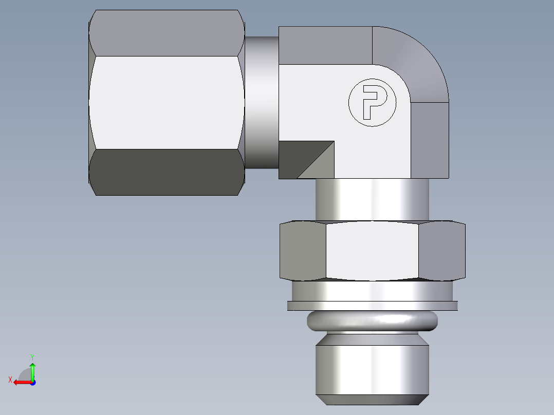 卡套式工业通用硬管接头EO_Adjustable_Locknut_elbow_WEE06SMORCF后视图