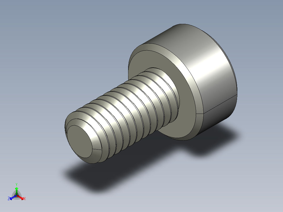 M3 x 0.5mm Thread 6mm LONG SOCKET HEAD CAP SCREW.STEP正等轴测图