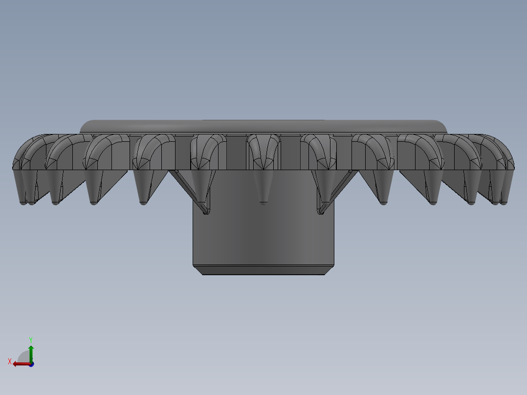 3650 Medium Stone (Light Bluish) Grey Technic Gear 24 Tooth Crown Type III (x pattern).SLDPRT后视图