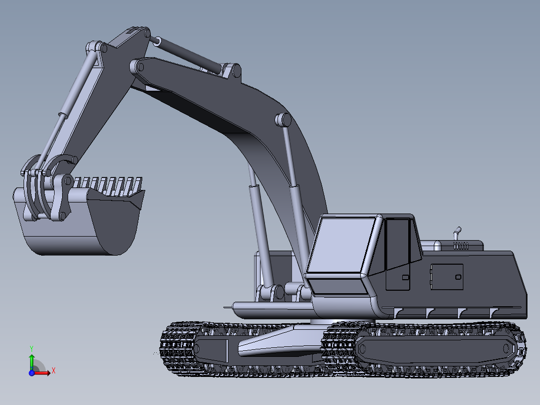 仿形设计之挖掘机 （论文 三维 二维图）前视图