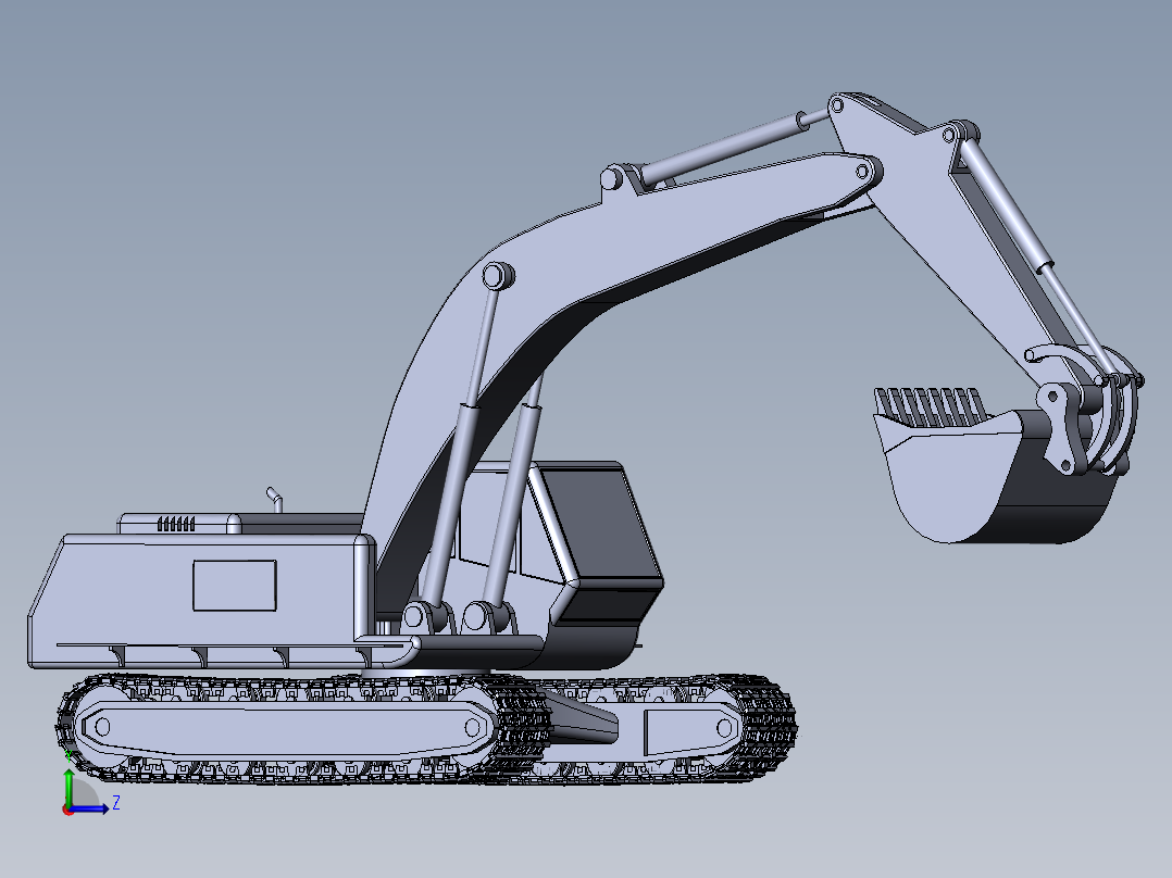 仿形设计之挖掘机 （论文 三维 二维图）左视图