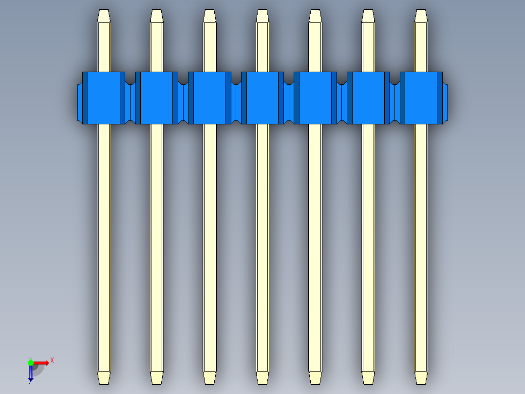 彩色公头100mil（2.54mm）系列-DS1021_blue_1x07p_100mil_Type5_rev1.0俯视图