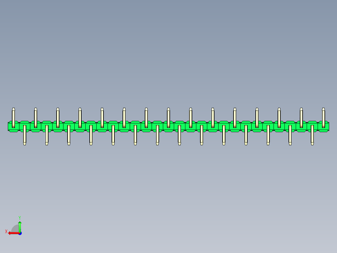 彩色公排针 100mil 2.54mm 系列-DS1022_green_29p_100mil_Type_SMT_R1_rev1.0后视图