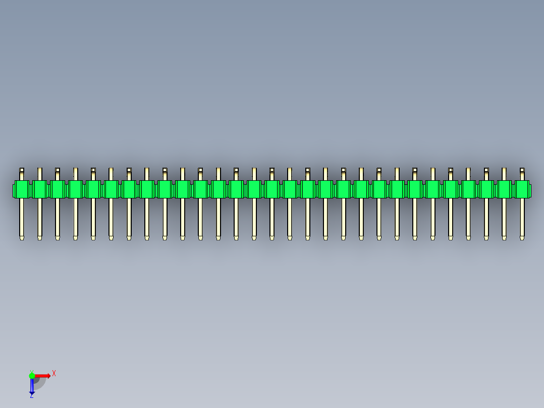 彩色公排针 100mil 2.54mm 系列-DS1022_green_29p_100mil_Type_SMT_R1_rev1.0俯视图